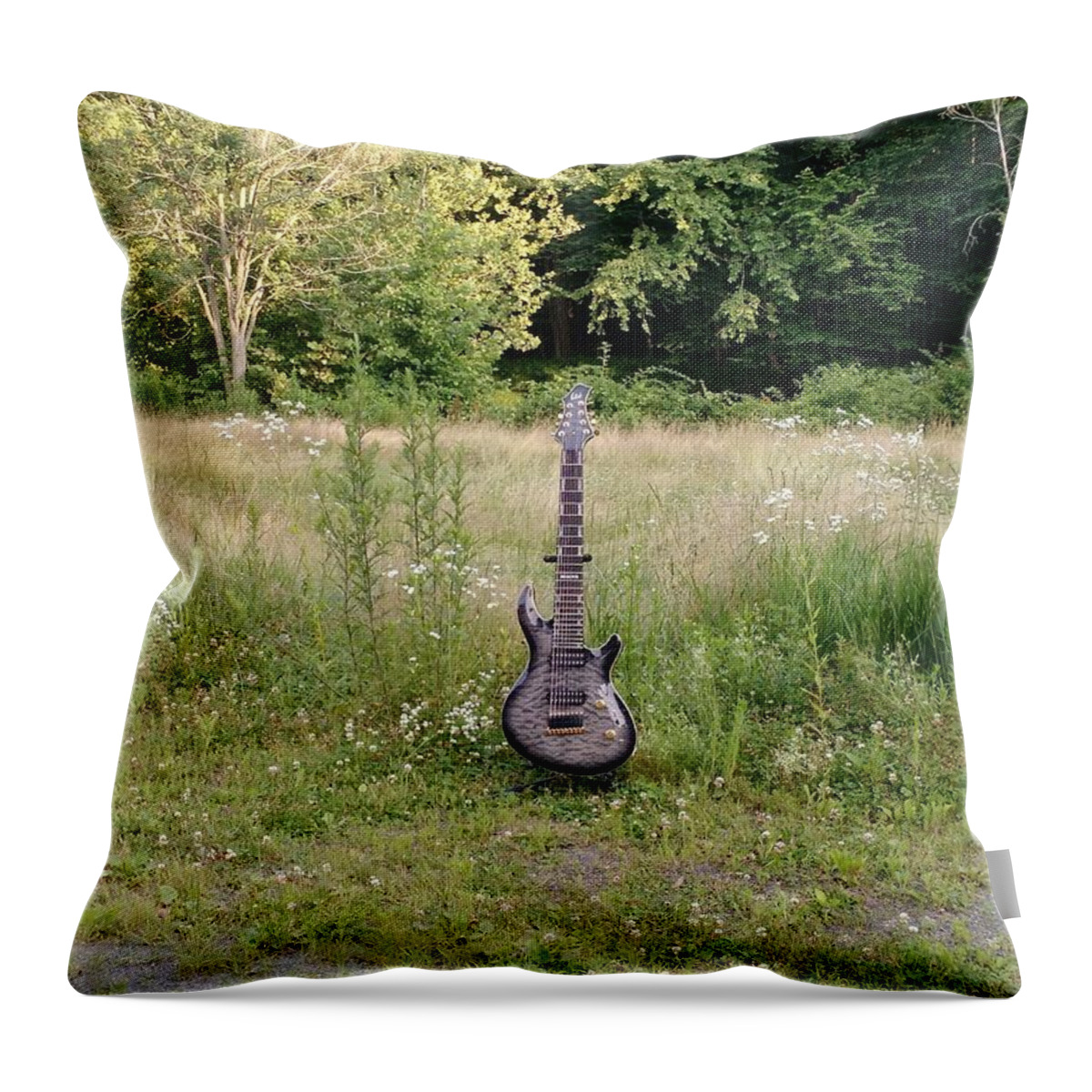 Guitar Throw Pillow featuring the photograph 8 String Esp Ltd Jr608 2 by Krys Whitney