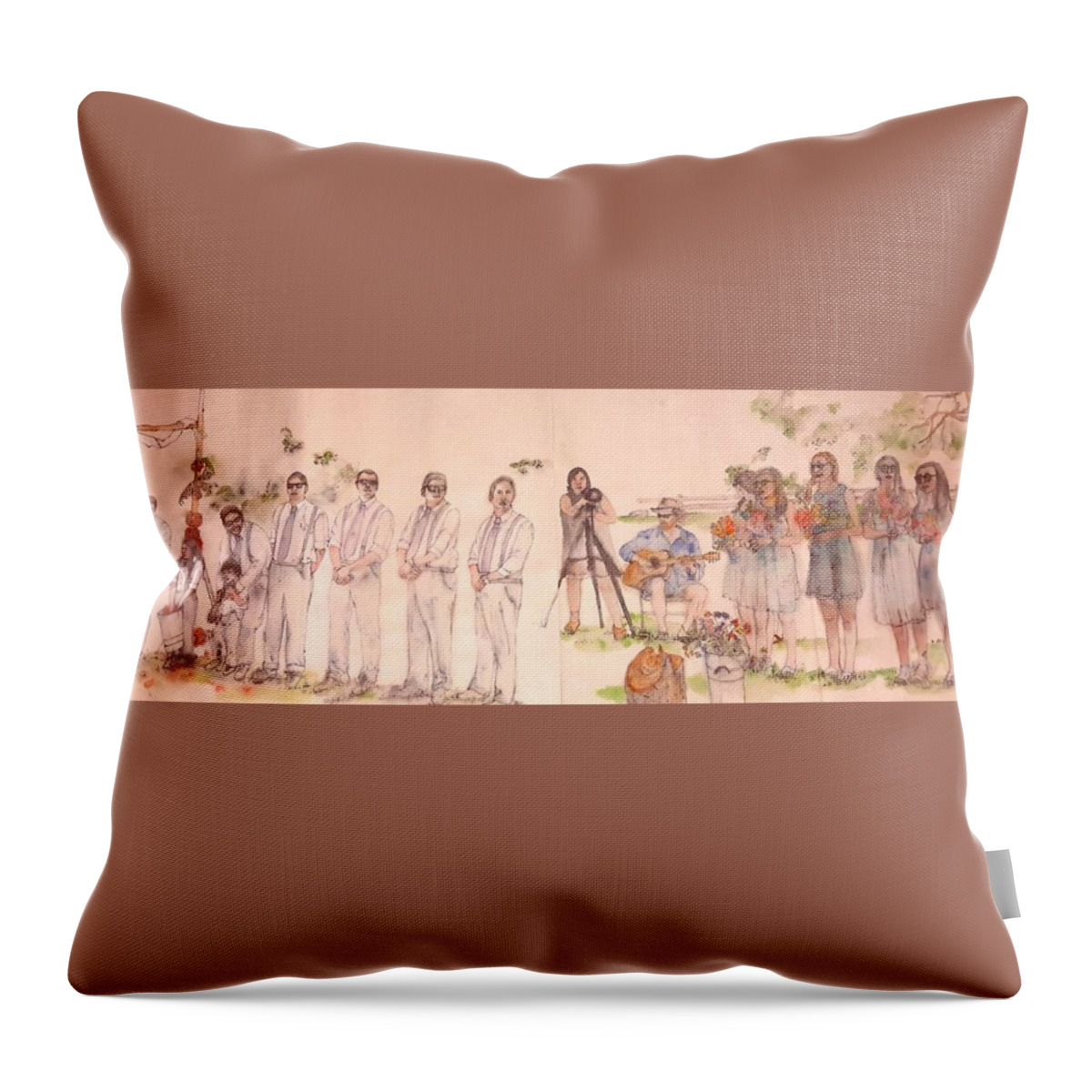 Wedding. Summer Throw Pillow featuring the painting The Wedding Album #8 by Debbi Saccomanno Chan