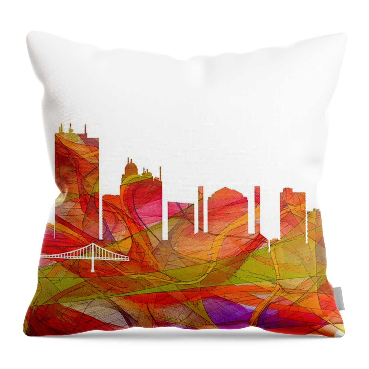 Toledo Ohio Skyline Throw Pillow featuring the digital art Toledo Ohio Skyline #8 by Marlene Watson
