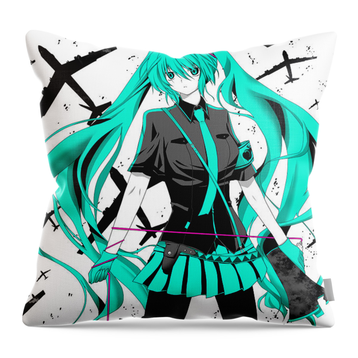 Vocaloid Throw Pillow featuring the digital art Vocaloid #84 by Super Lovely