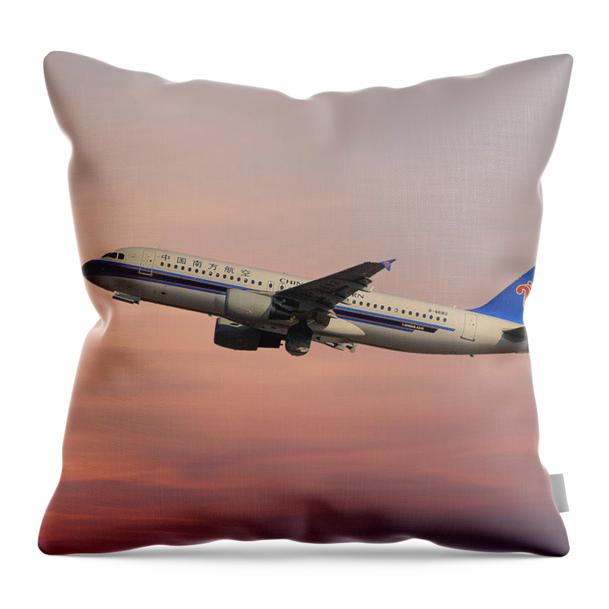 China Southern Airlines Throw Pillow featuring the photograph China Southern Airlines Airbus A320-214 #9 by Smart Aviation
