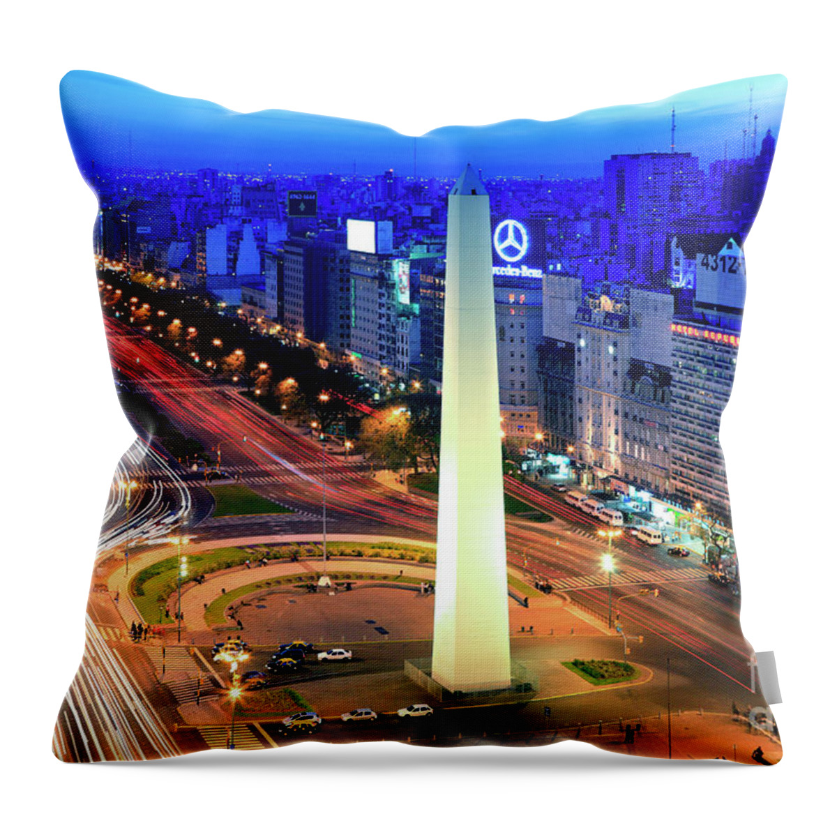 Buenos Aires Throw Pillow featuring the photograph 9 de Julio Avenue by Bernardo Galmarini