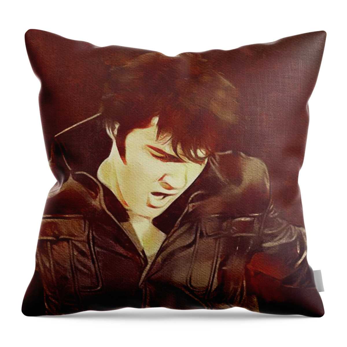 Cinema Throw Pillow featuring the painting Elvis Presley, Legend #9 by Esoterica Art Agency