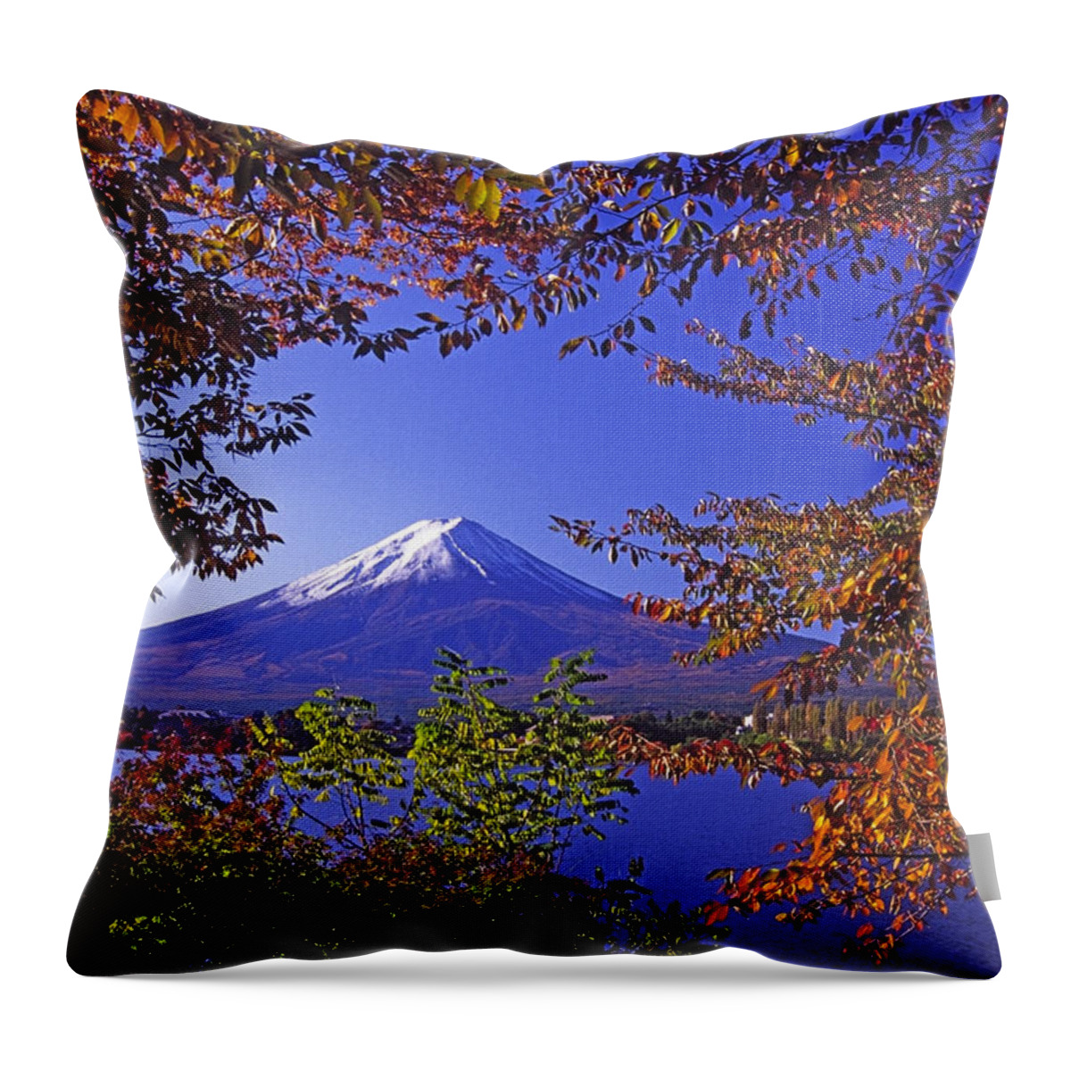 Japan Throw Pillow featuring the photograph Mount Fuji in Autumn by Michele Burgess