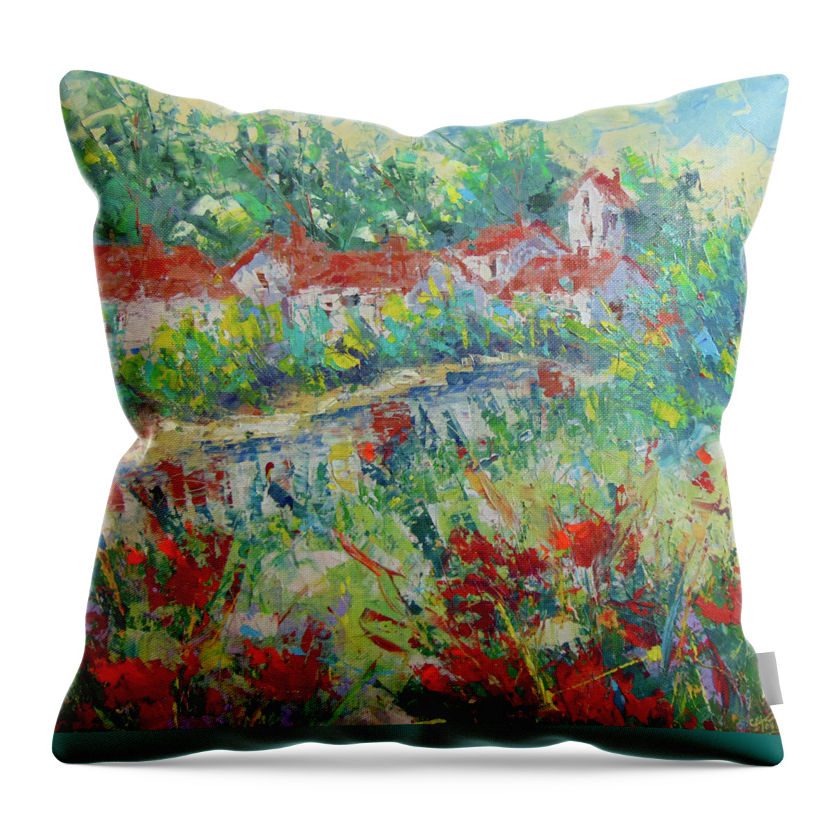 Floral Throw Pillow featuring the painting Provence #1 by Frederic Payet