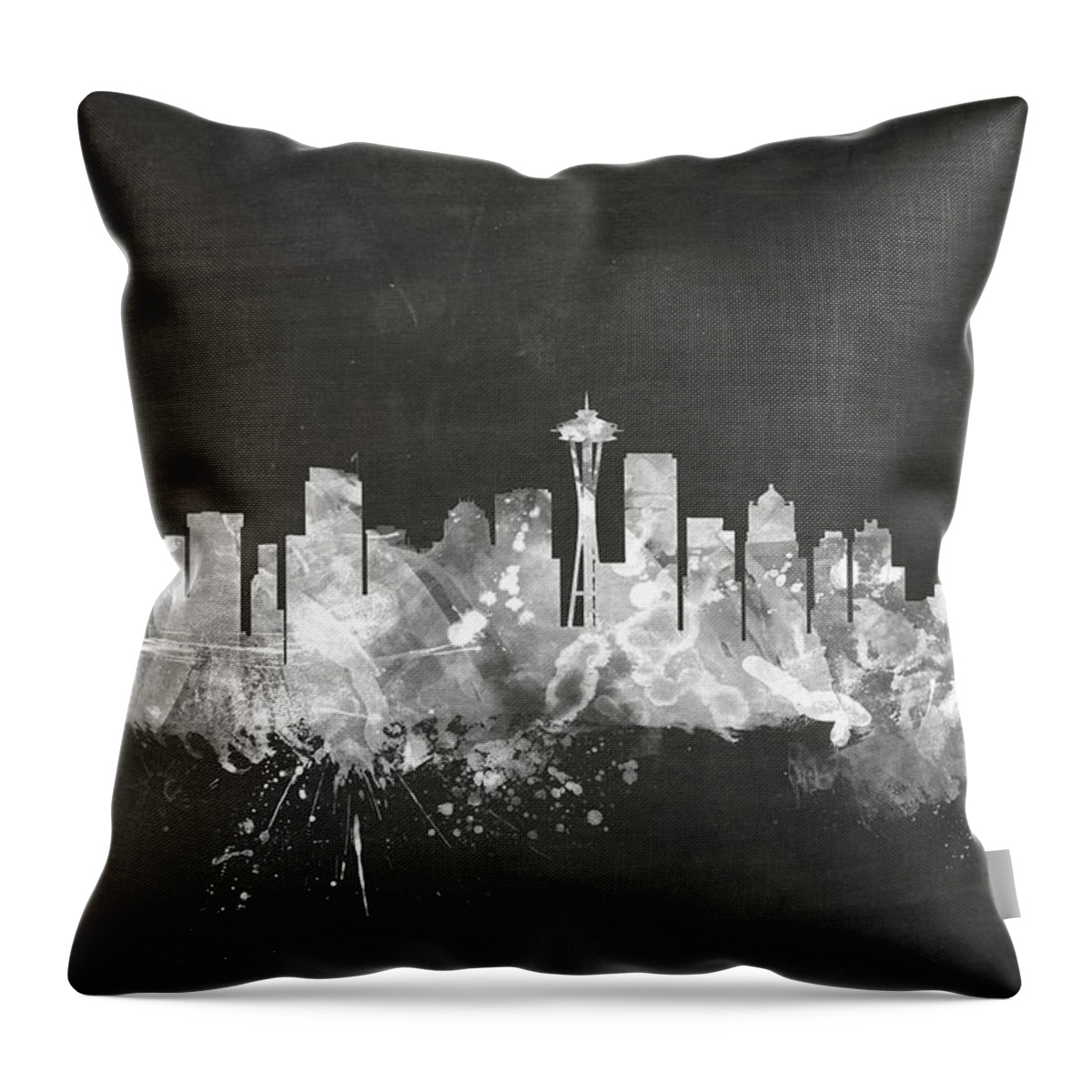 United States Throw Pillow featuring the digital art Seattle Washington Skyline #9 by Michael Tompsett