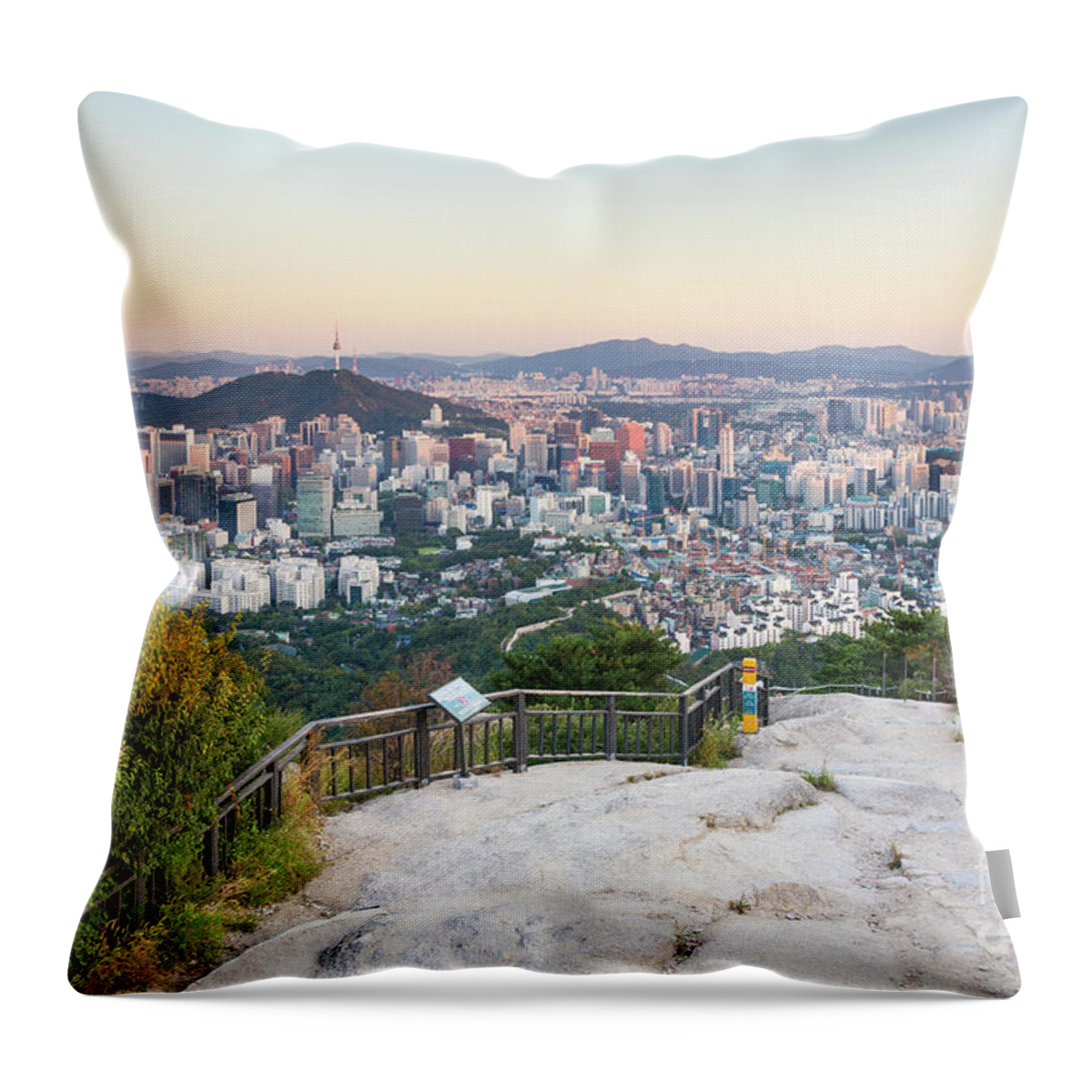 Korea Throw Pillow featuring the photograph Sunset over Seoul #9 by Didier Marti