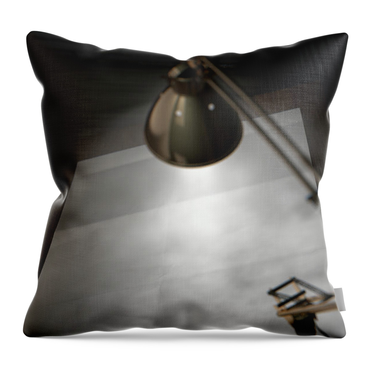 Architect Throw Pillow featuring the digital art Vintage Desk and Lamp #9 by Allan Swart