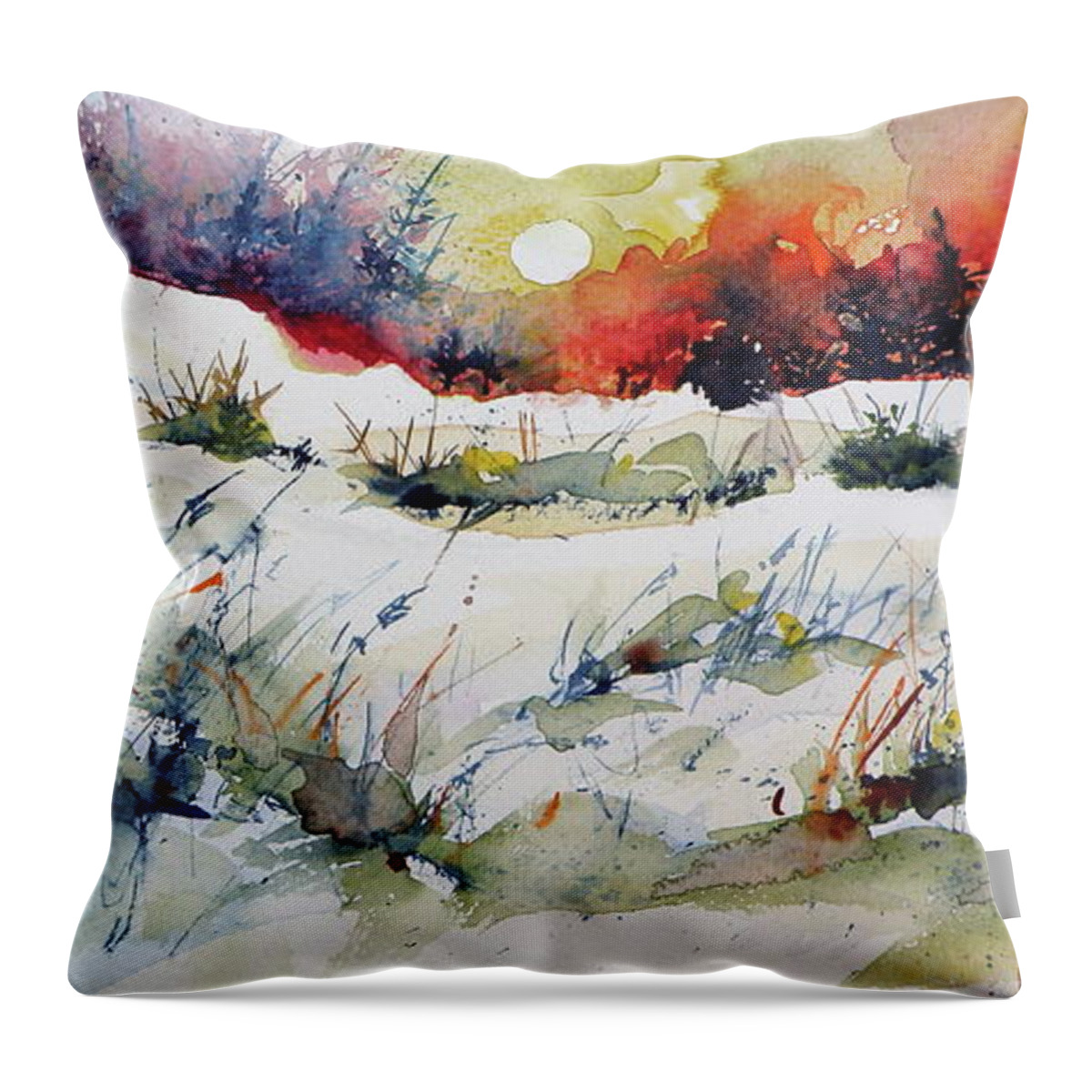Winter Throw Pillow featuring the painting Winter #9 by Kovacs Anna Brigitta
