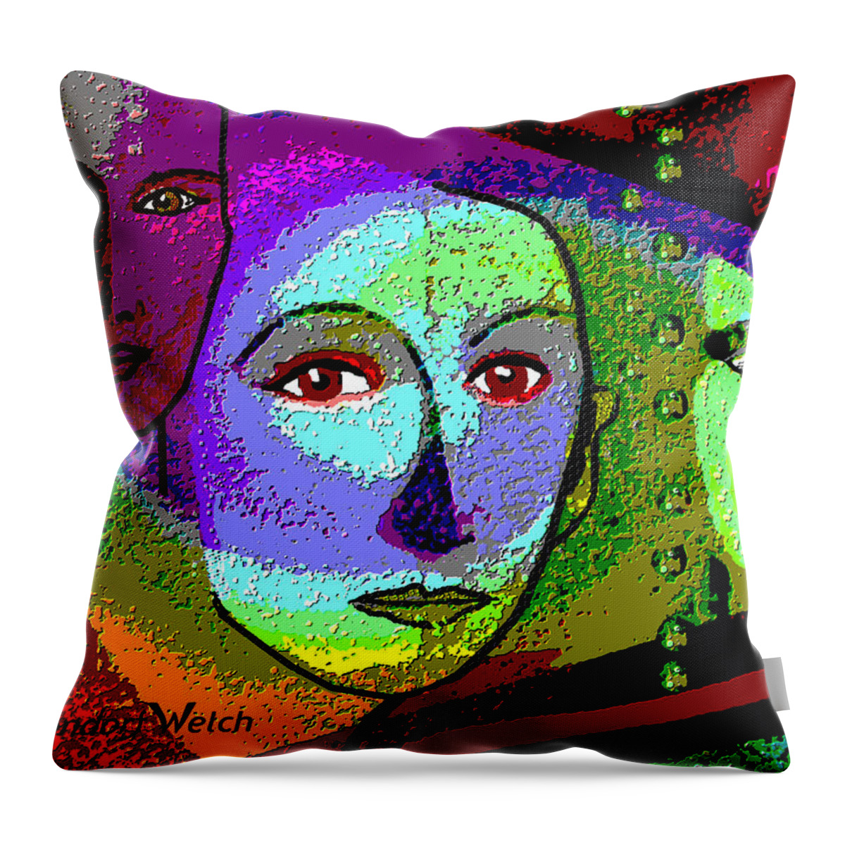 905 Throw Pillow featuring the painting 905 - A Certain glare in the eyes - 2017 by Irmgard Schoendorf Welch