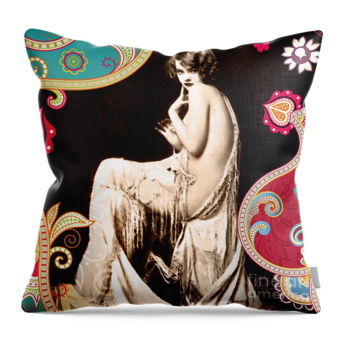 Erotic Throw Pillow featuring the photograph Nostalgic Seduction Goddess #35 by Chris Andruskiewicz