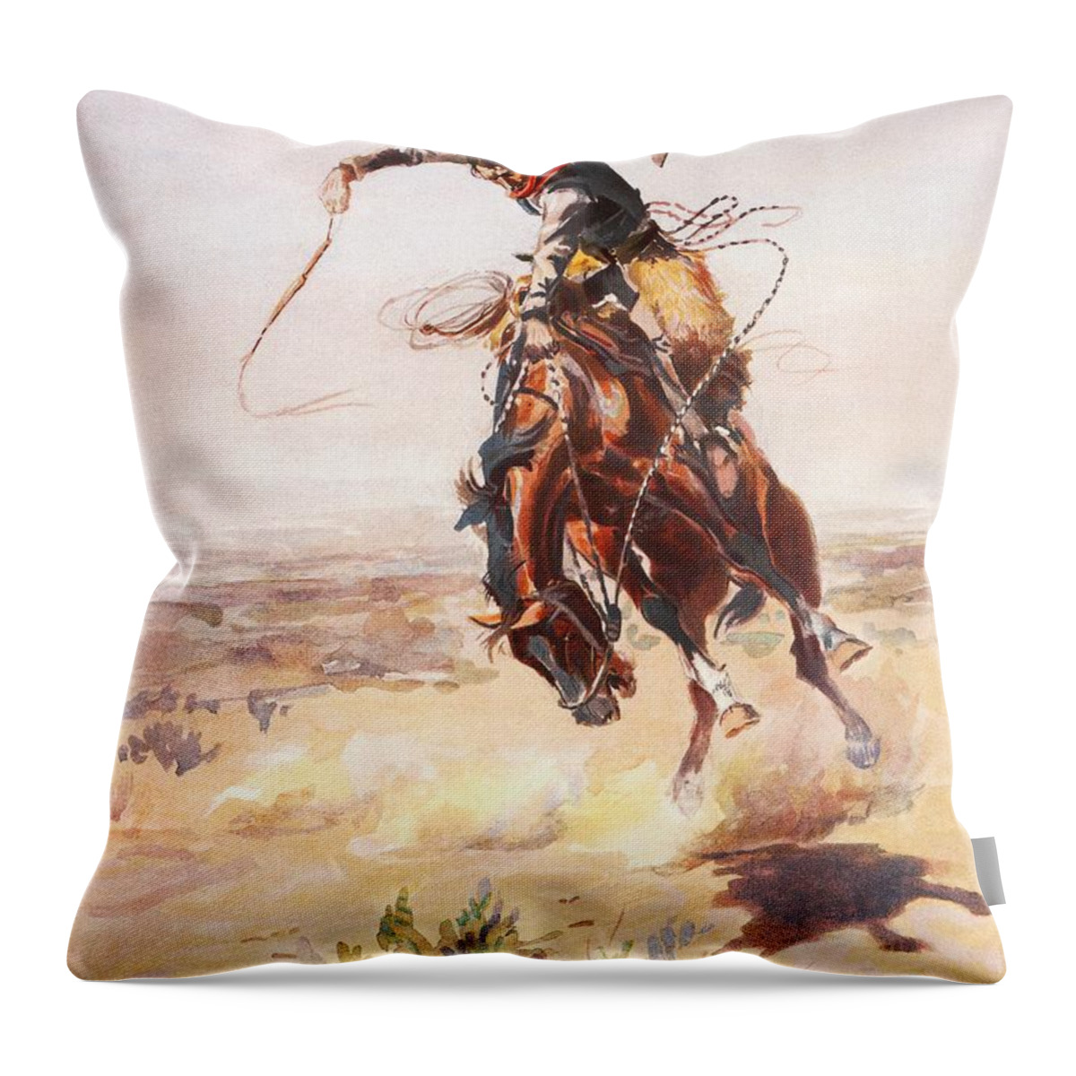 Charles Russell Throw Pillow featuring the digital art A Bad Hoss by Charles Russell