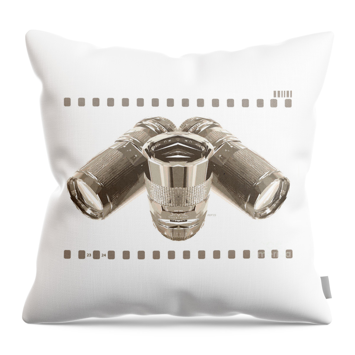 Camera Throw Pillow featuring the photograph A Balance of Camera Lenses by Phil Perkins