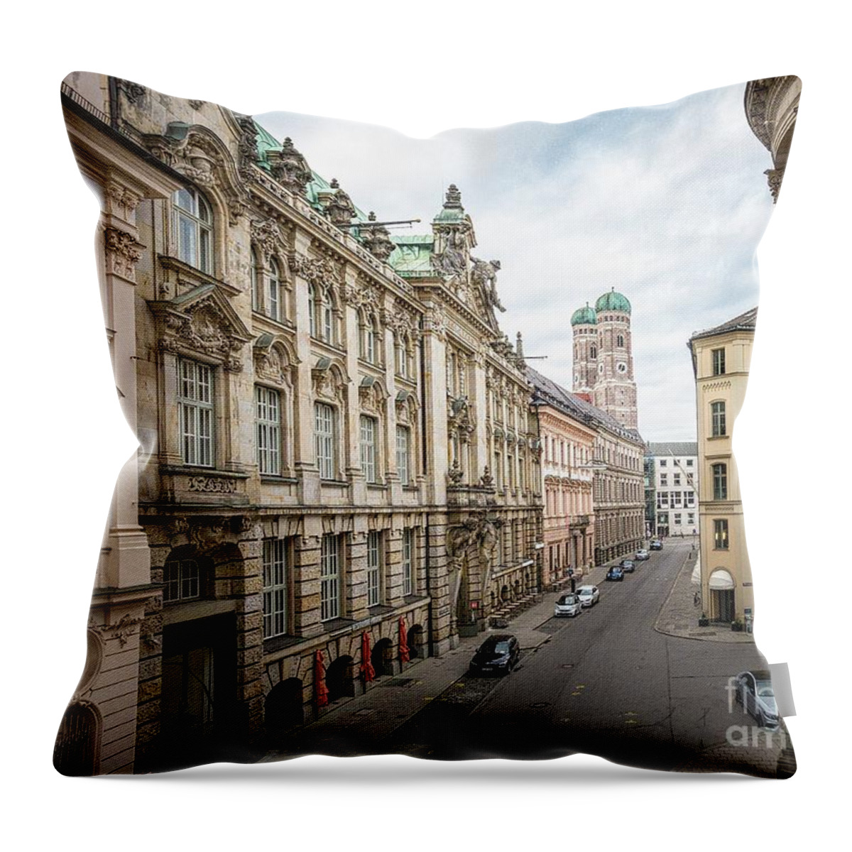 Bavaria Throw Pillow featuring the photograph A beautiful look at the Frauenkirche by Hannes Cmarits
