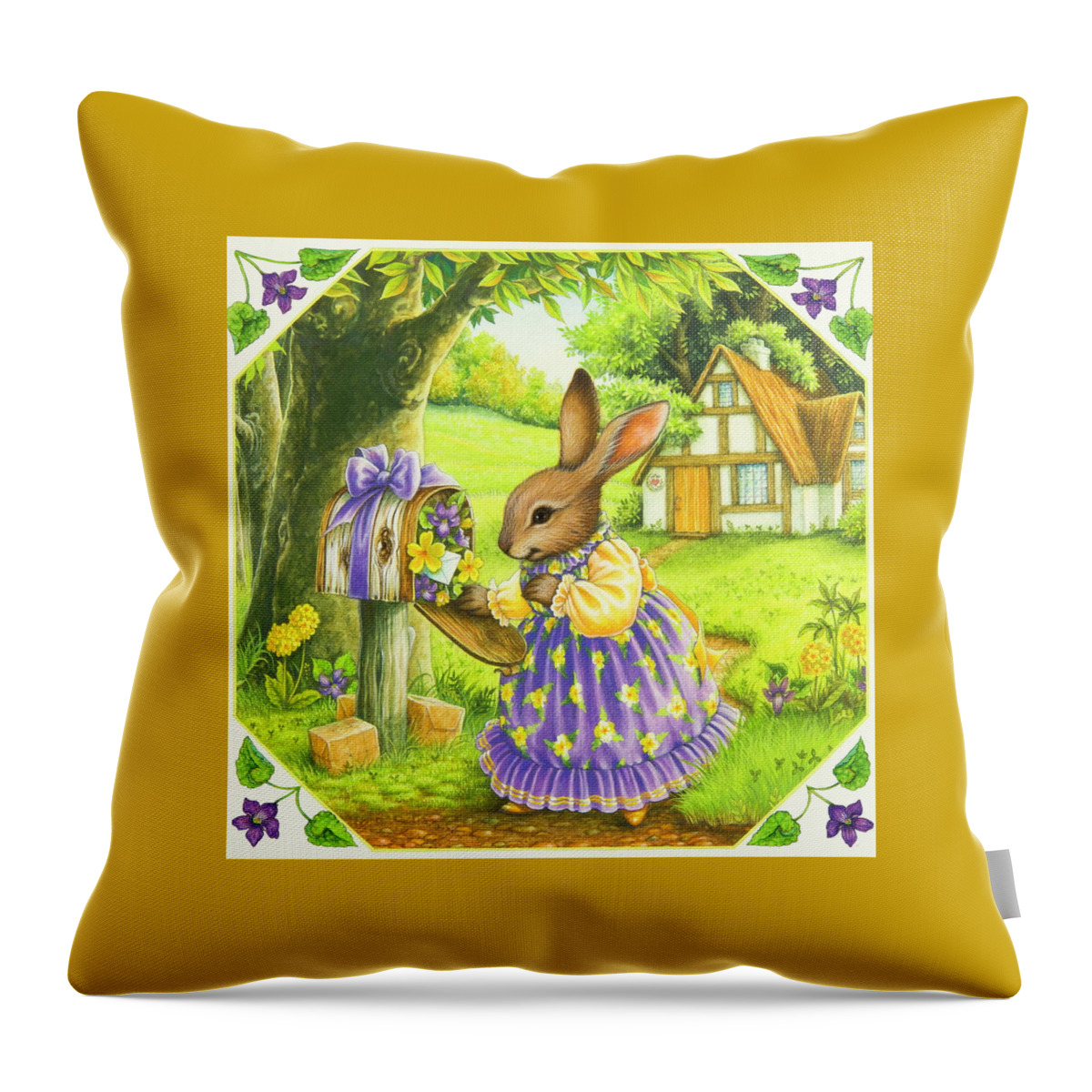 Birthday Card Throw Pillow featuring the painting A Birthday Surprise by Lynn Bywaters