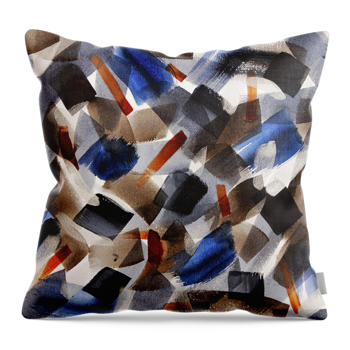 Expressive Abstract Throw Pillow featuring the painting A Blizzard of Doubt by Rein Nomm