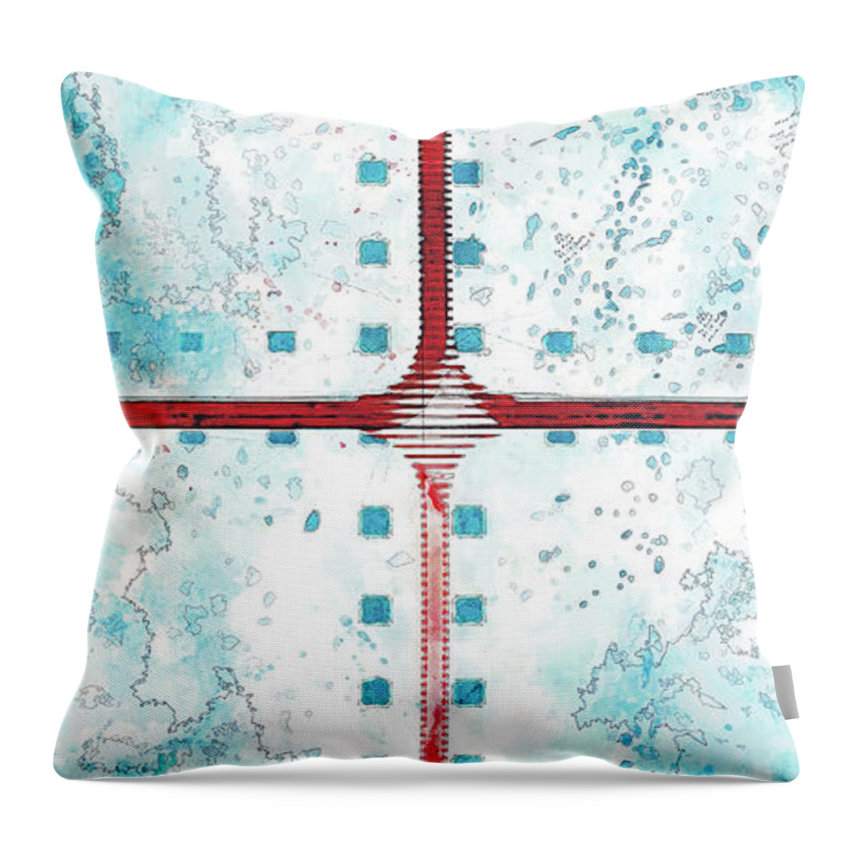 Jesus Throw Pillow featuring the digital art A blue sky by Payet Emmanuel