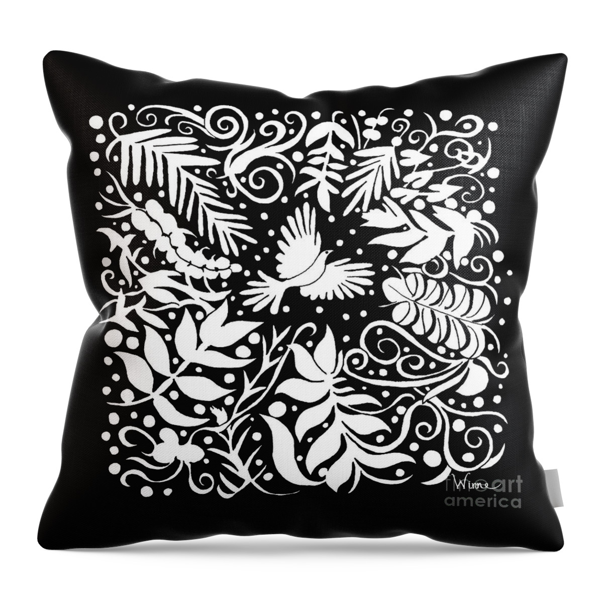 Lise Winne Throw Pillow featuring the drawing A Break in the Foliage by Lise Winne