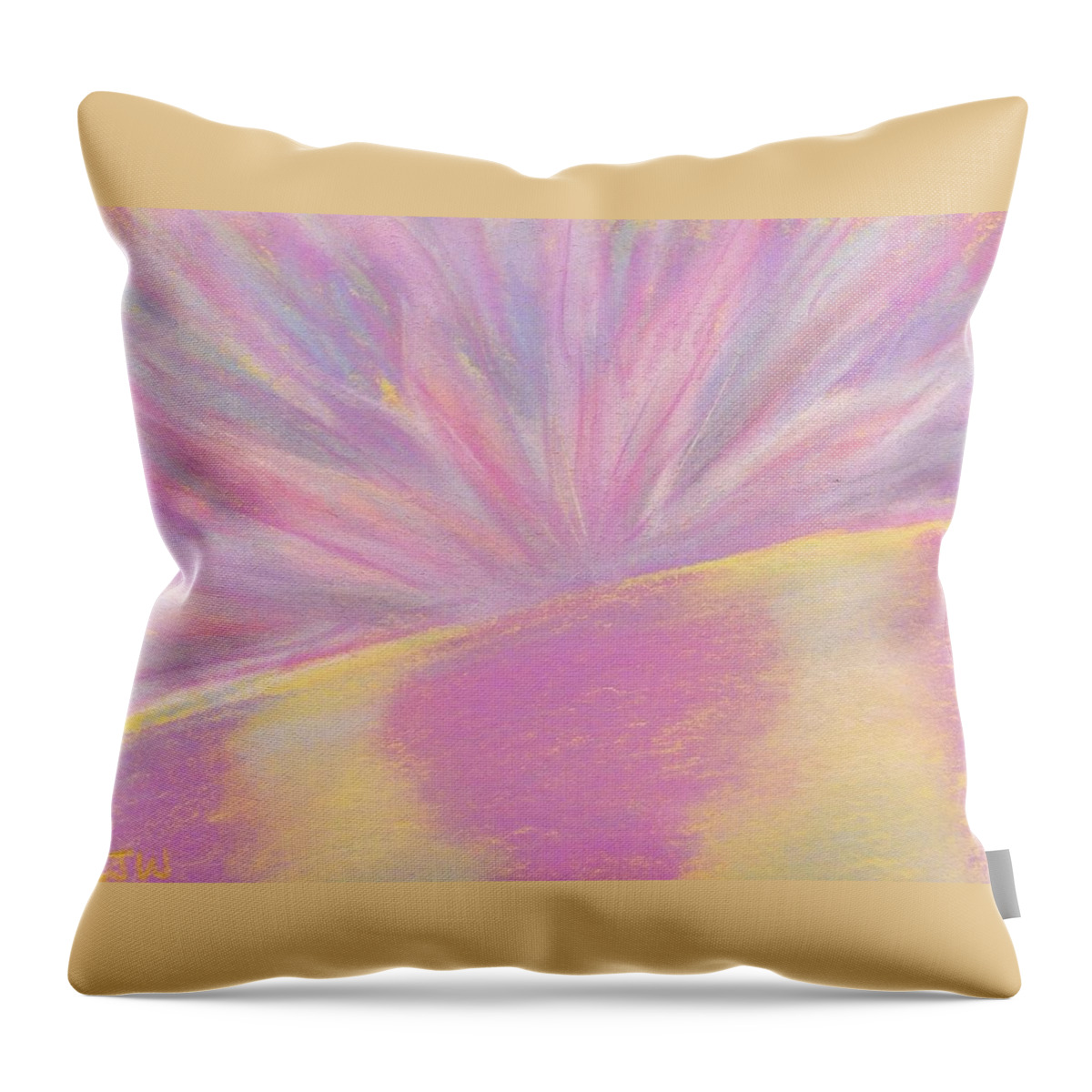 Abstract Throw Pillow featuring the mixed media A Breath of Fresh Air by Ellen Jenny Watkins