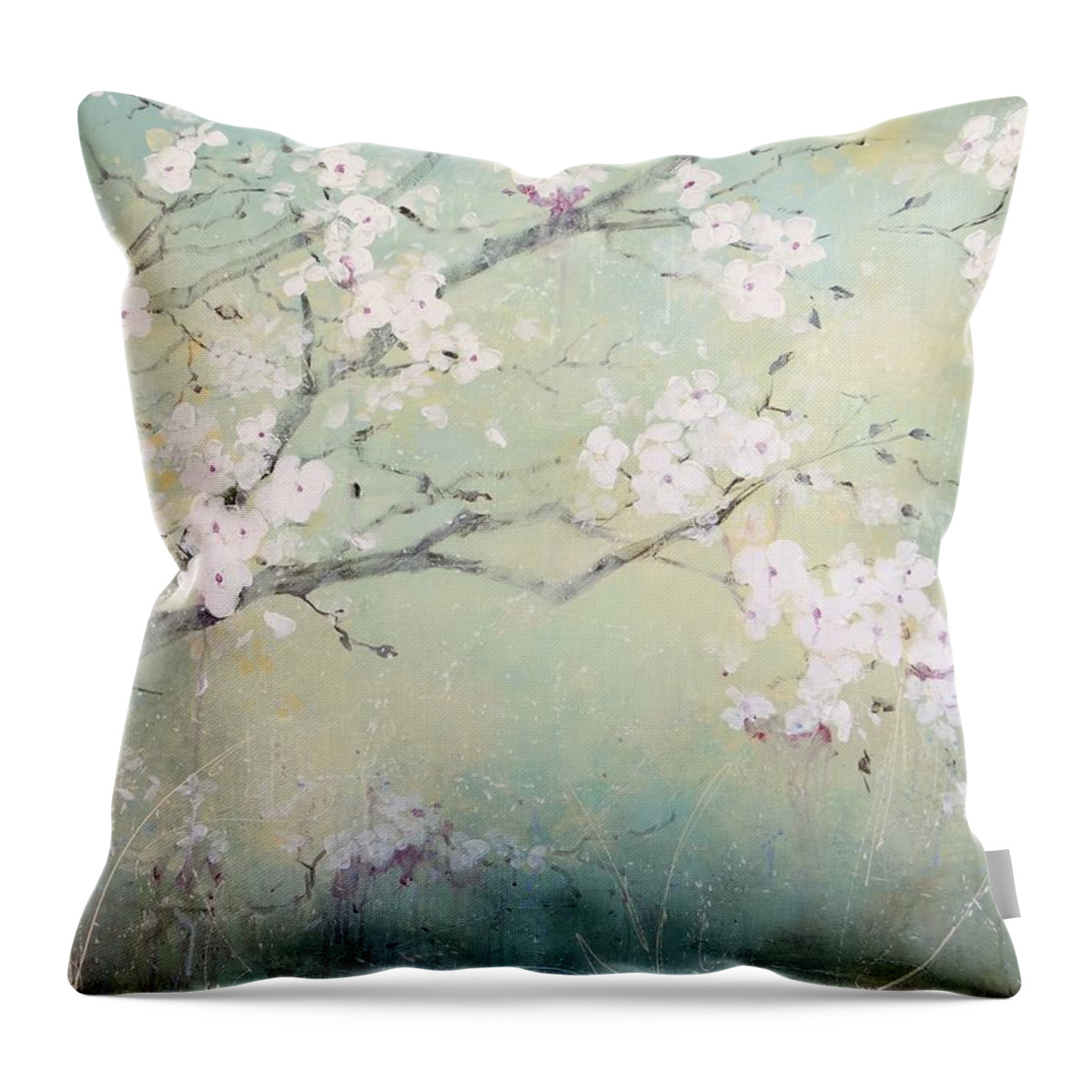 Spring Throw Pillow featuring the painting A Breath of Spring by Laura Lee Zanghetti