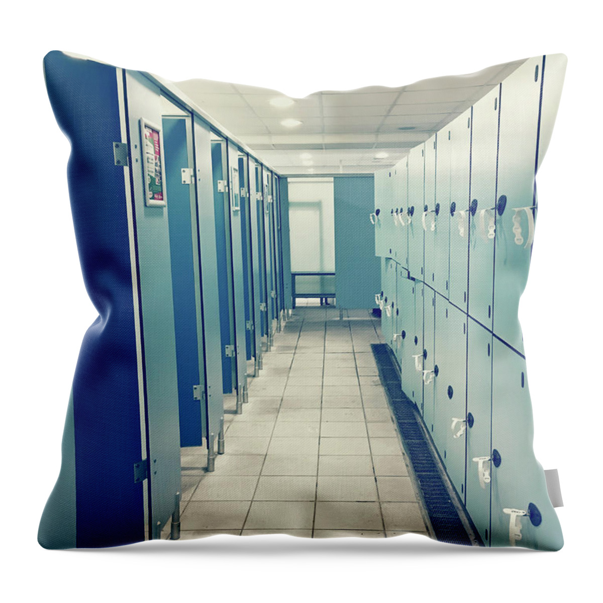 Background Throw Pillow featuring the photograph A changing room by Tom Gowanlock