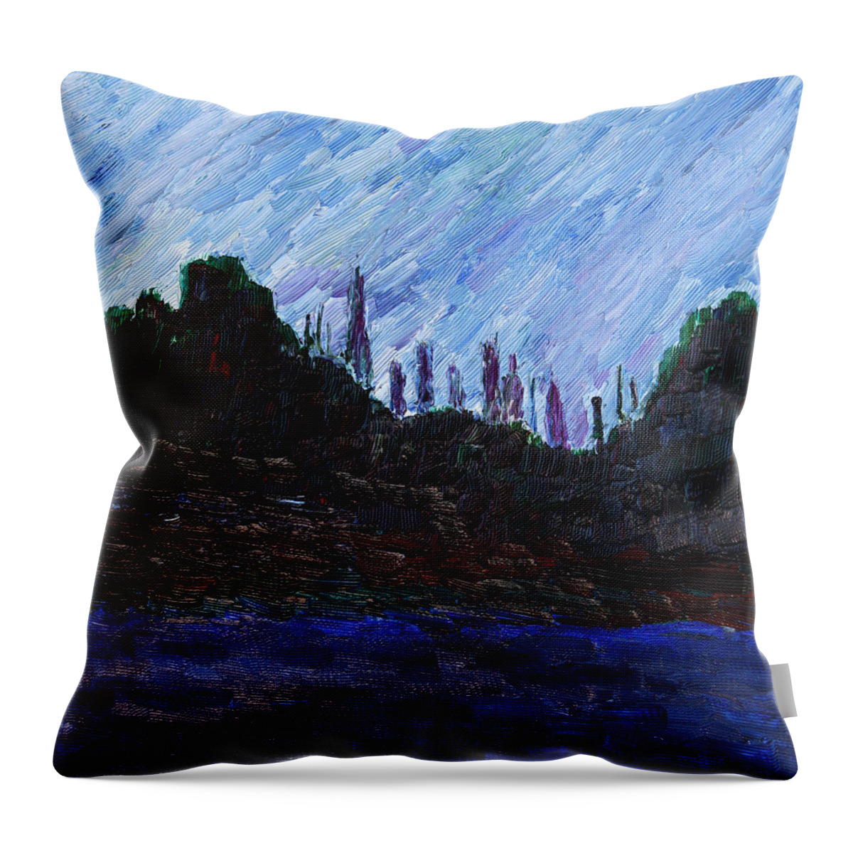 New York Throw Pillow featuring the painting A City That Never Sleeps by Vadim Levin
