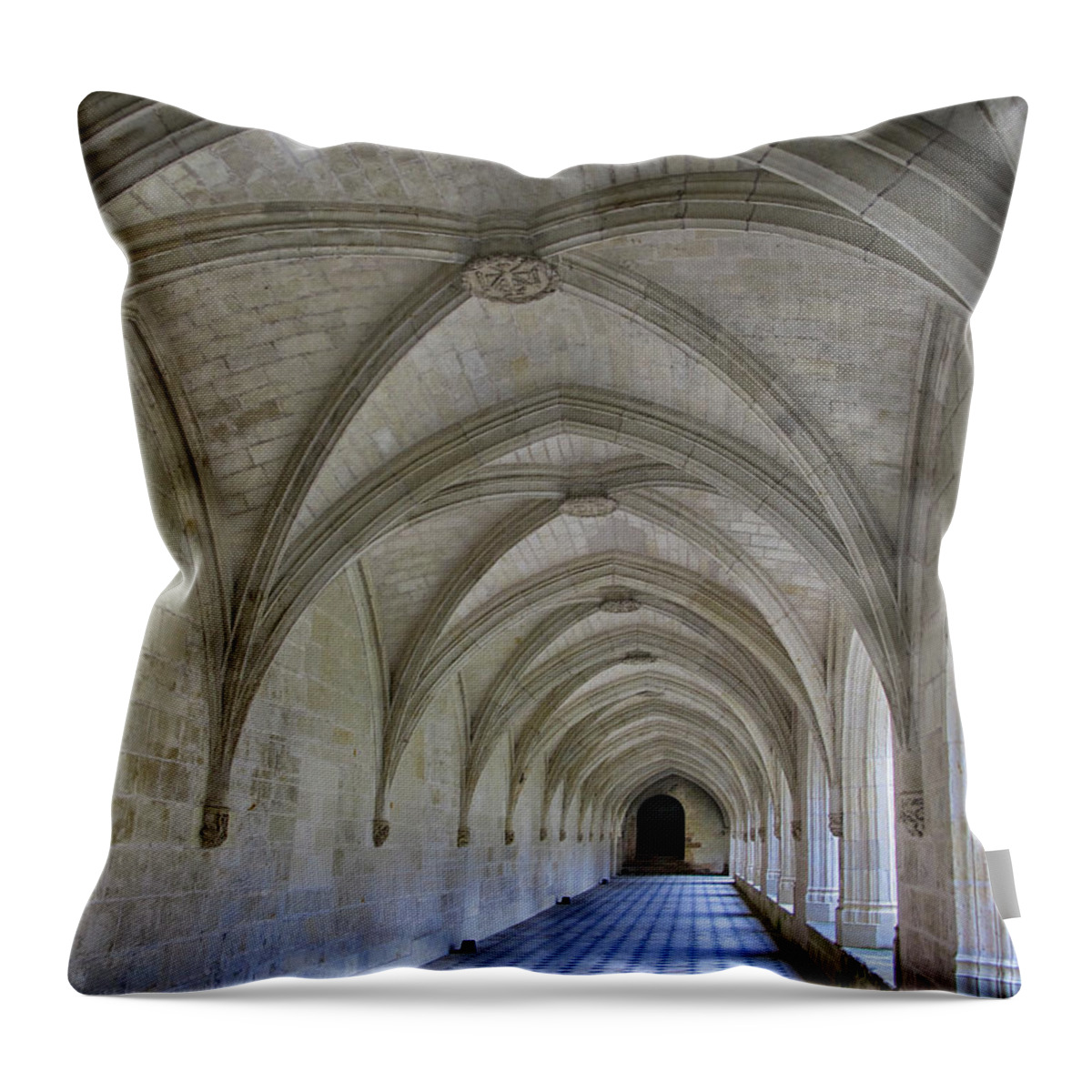 Cloister Throw Pillow featuring the photograph A Cloister Gallery by Dave Mills