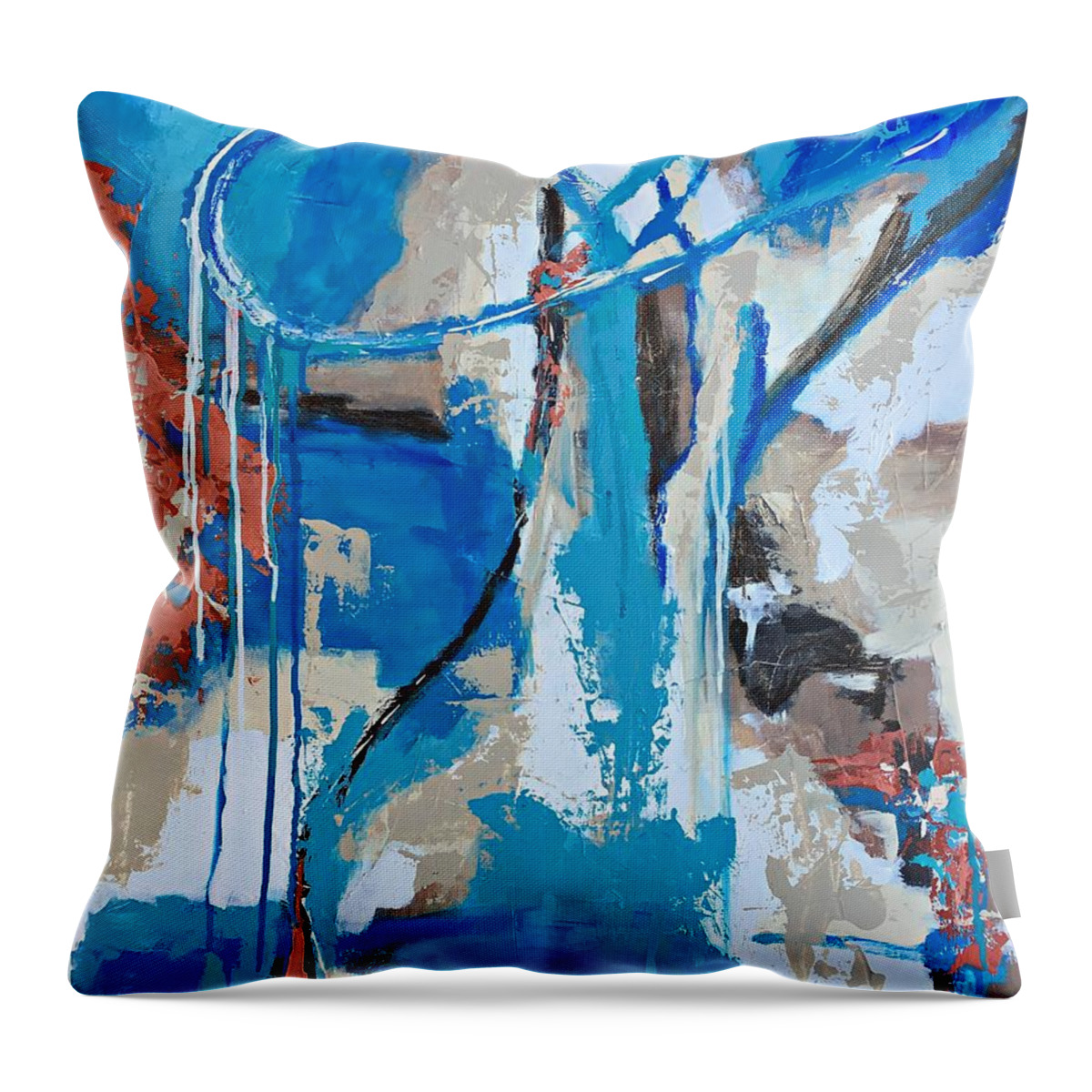 Abstract Throw Pillow featuring the painting A Conscience Breath by Mary Mirabal