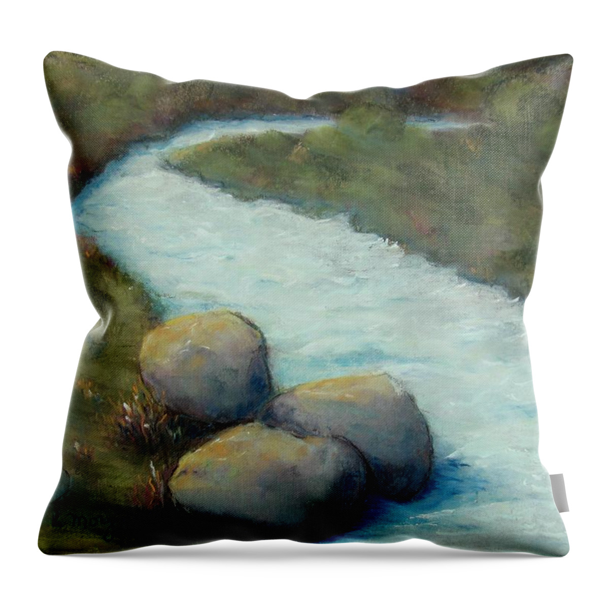 Water Throw Pillow featuring the painting A Cool Dip by Laurie Morgan