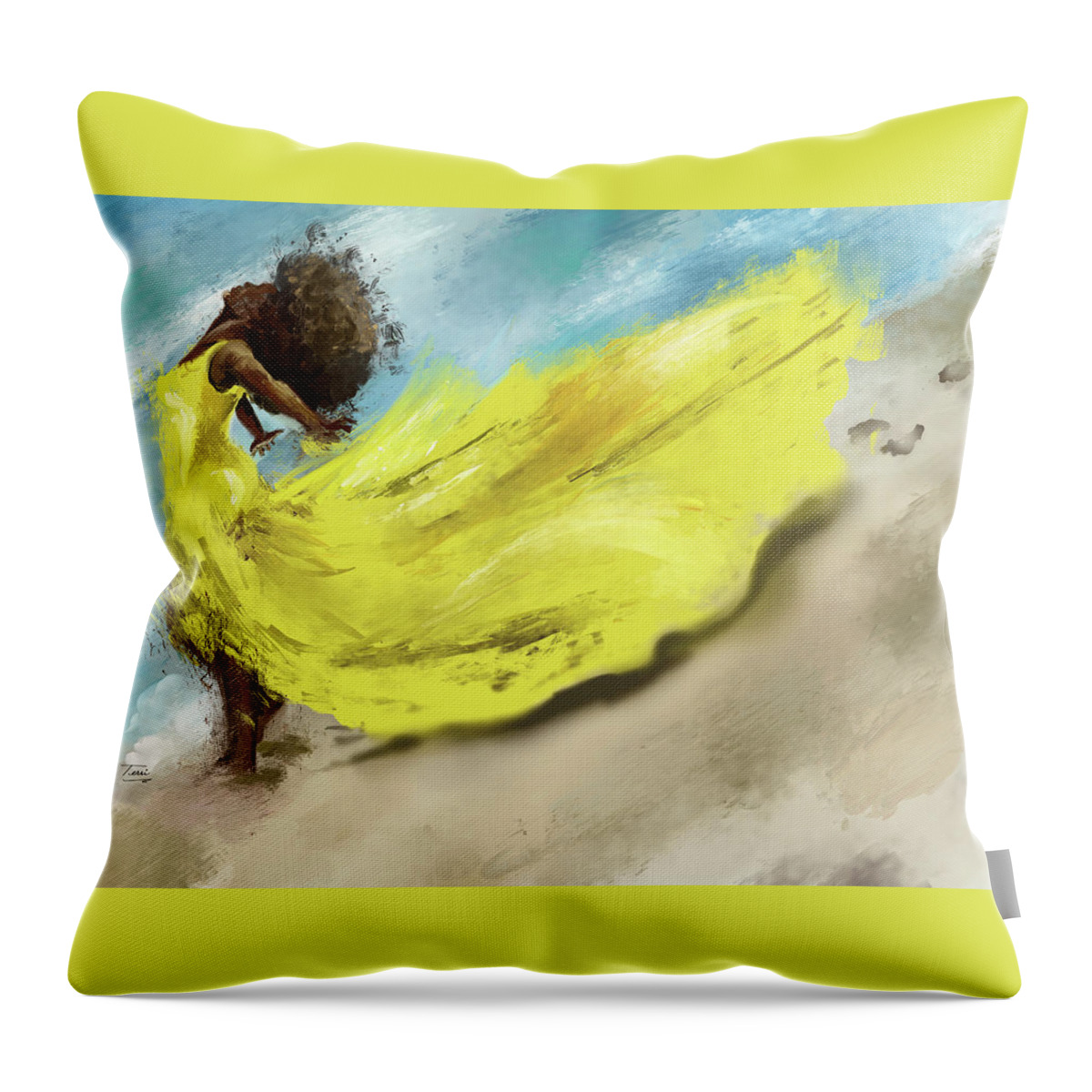 Woman Throw Pillow featuring the digital art A Day At by Terri Meredith