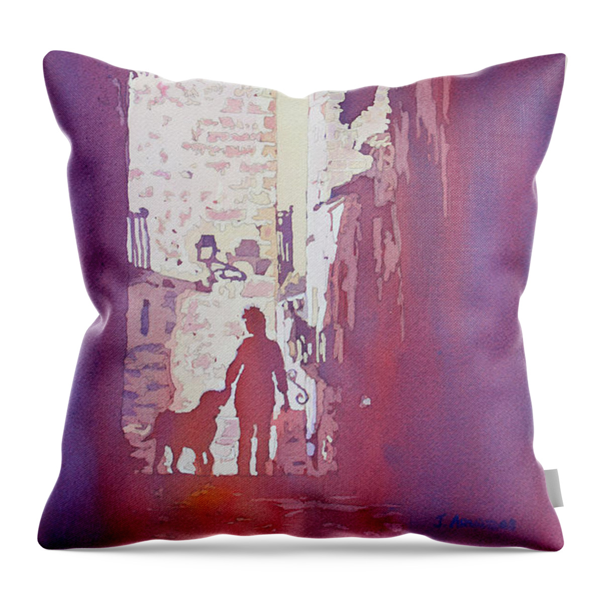 Spain Throw Pillow featuring the painting A Doggie Moment by Jenny Armitage