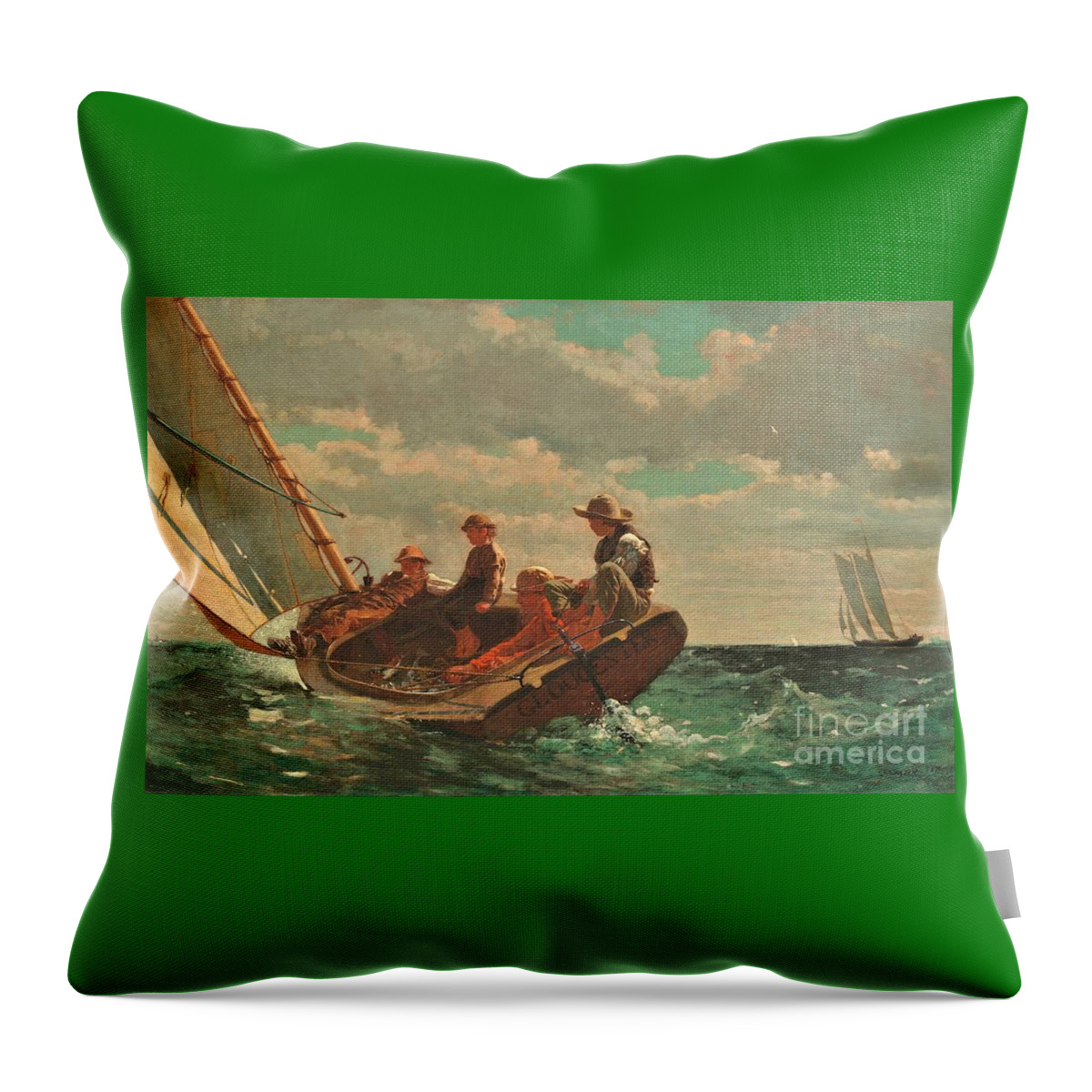 Uspd: Reproduction Throw Pillow featuring the painting A fair wind breezing up by Thea Recuerdo