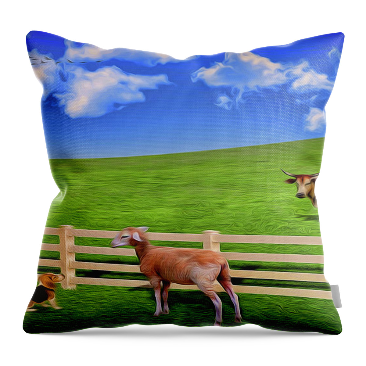 Cow Throw Pillow featuring the photograph A Field by Larry Mulvehill