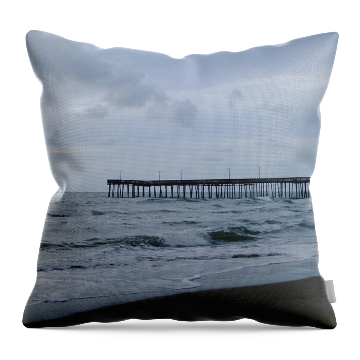 Pier Throw Pillow featuring the photograph A Fishing Pier at Dawn by Lara Morrison