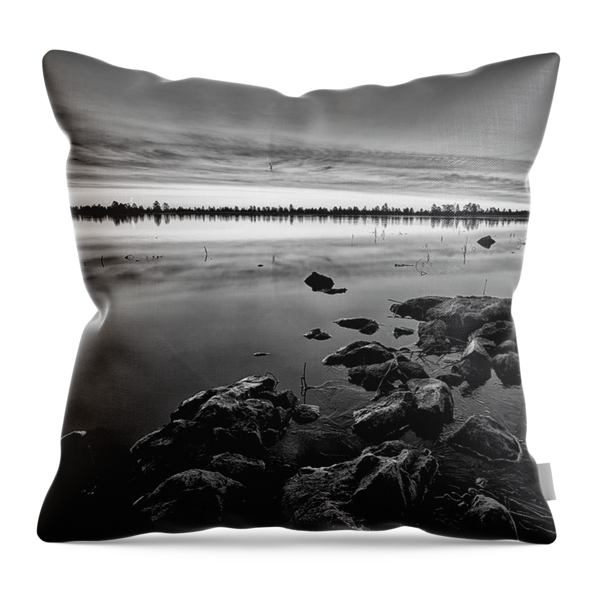 Black And White Throw Pillow featuring the photograph A Flagstaff Beginning by Jon Glaser