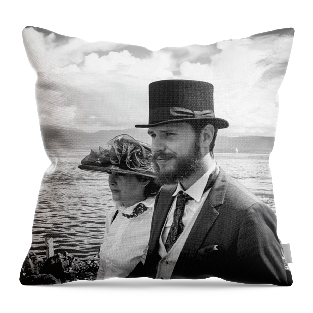 Fashion Throw Pillow featuring the photograph A Gentleman And His Lady, Rolle by Aleck Cartwright