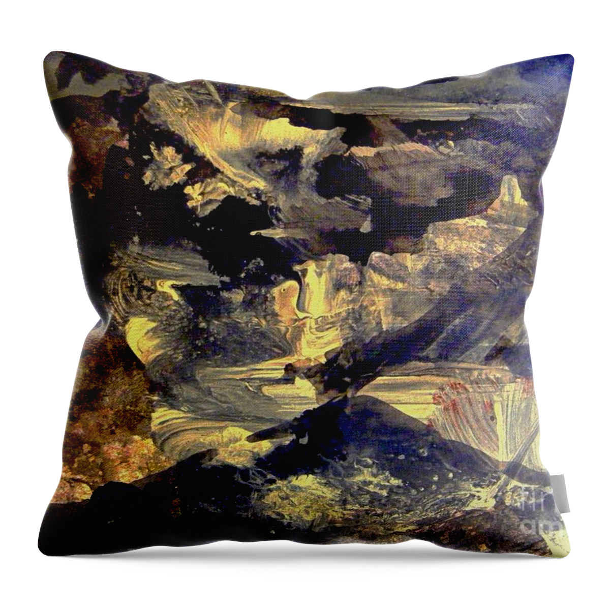 Abstract Mountain Painting Throw Pillow featuring the painting A Golden Moment by Nancy Kane Chapman
