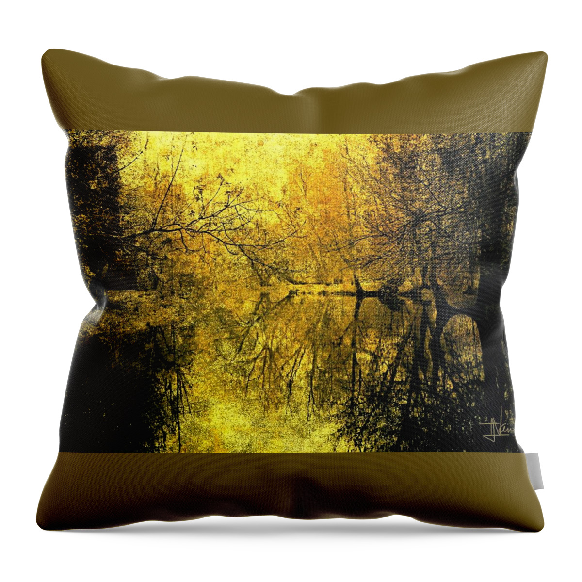 Landscape Throw Pillow featuring the photograph A Golden Tribute to Collins Creek by Jim Vance