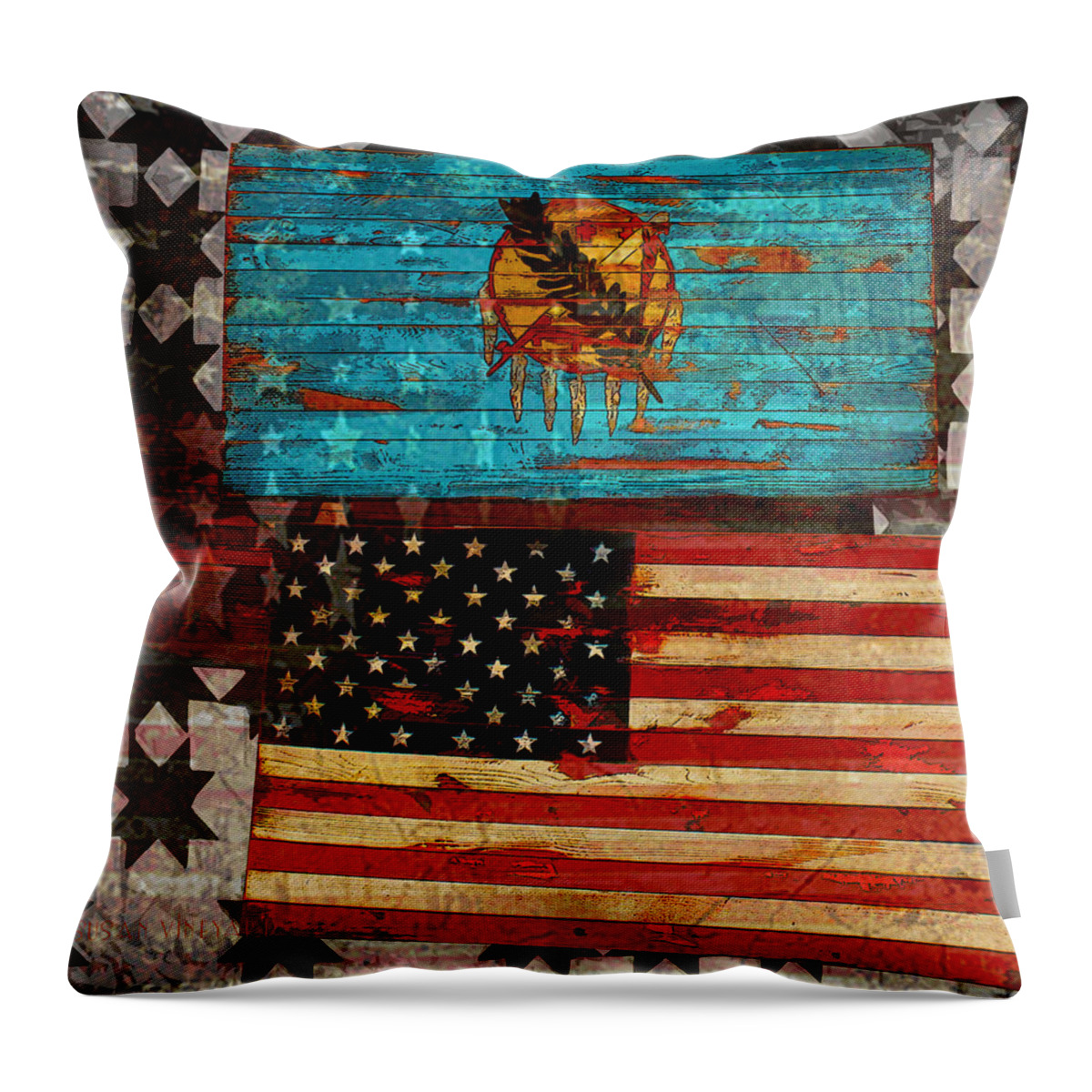 Flag Throw Pillow featuring the photograph A Good Day in the USA by Susan Vineyard