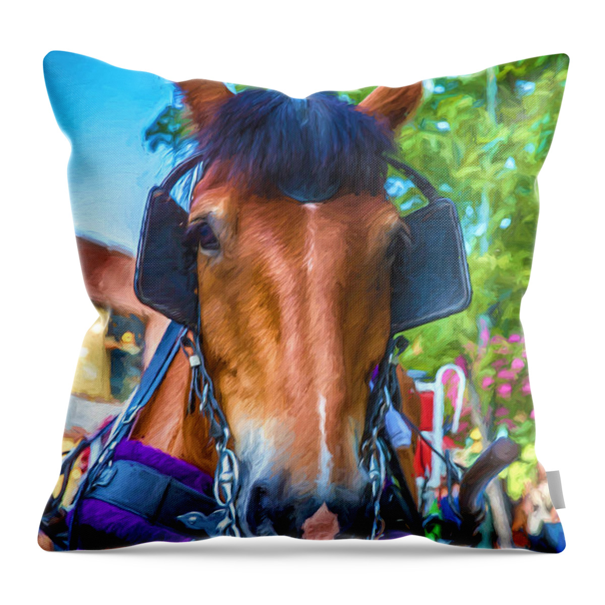 Horse Throw Pillow featuring the digital art A Horse of Course by John Haldane