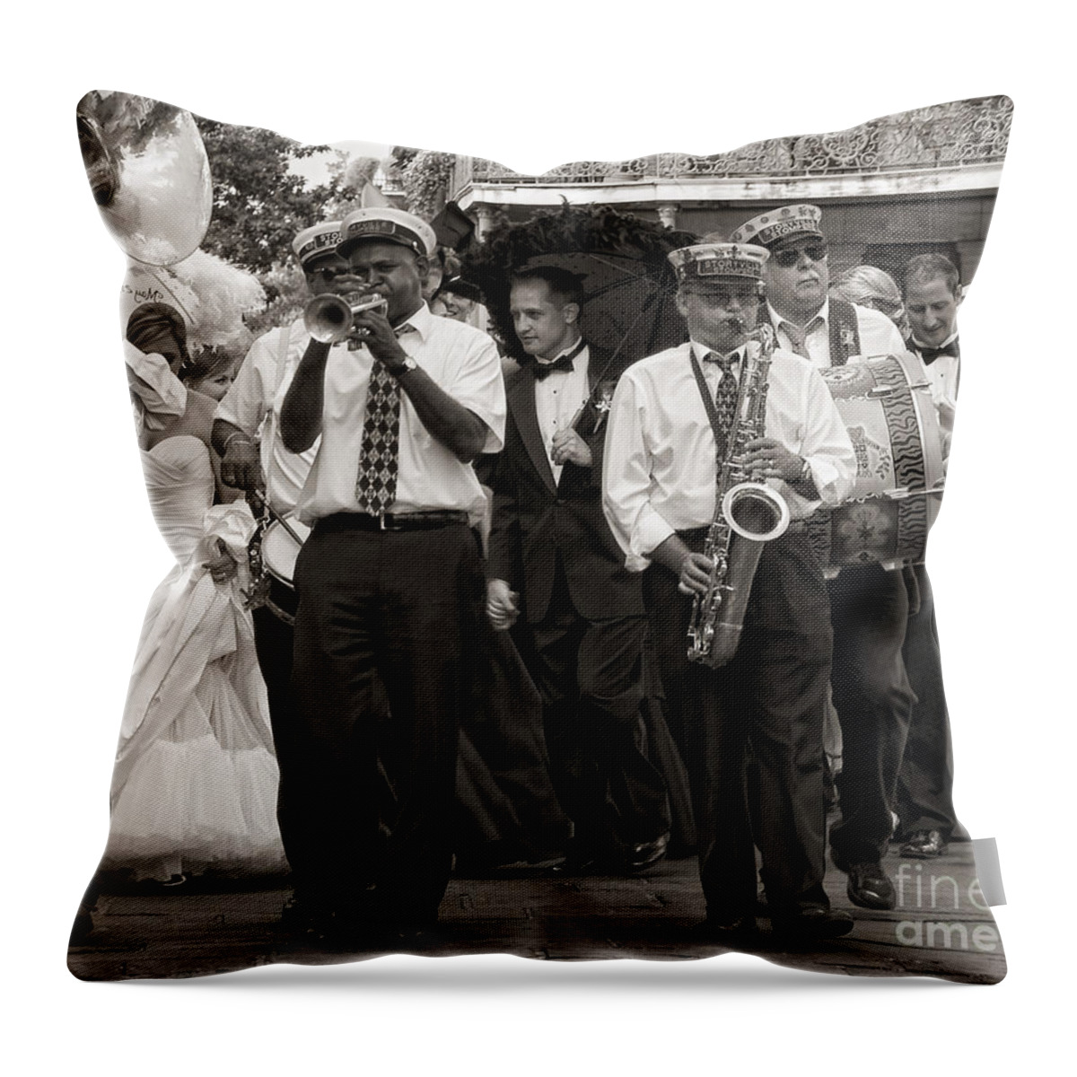 Fine Art Throw Pillow featuring the photograph A Jazz Wedding in New Orleans by Kathleen K Parker