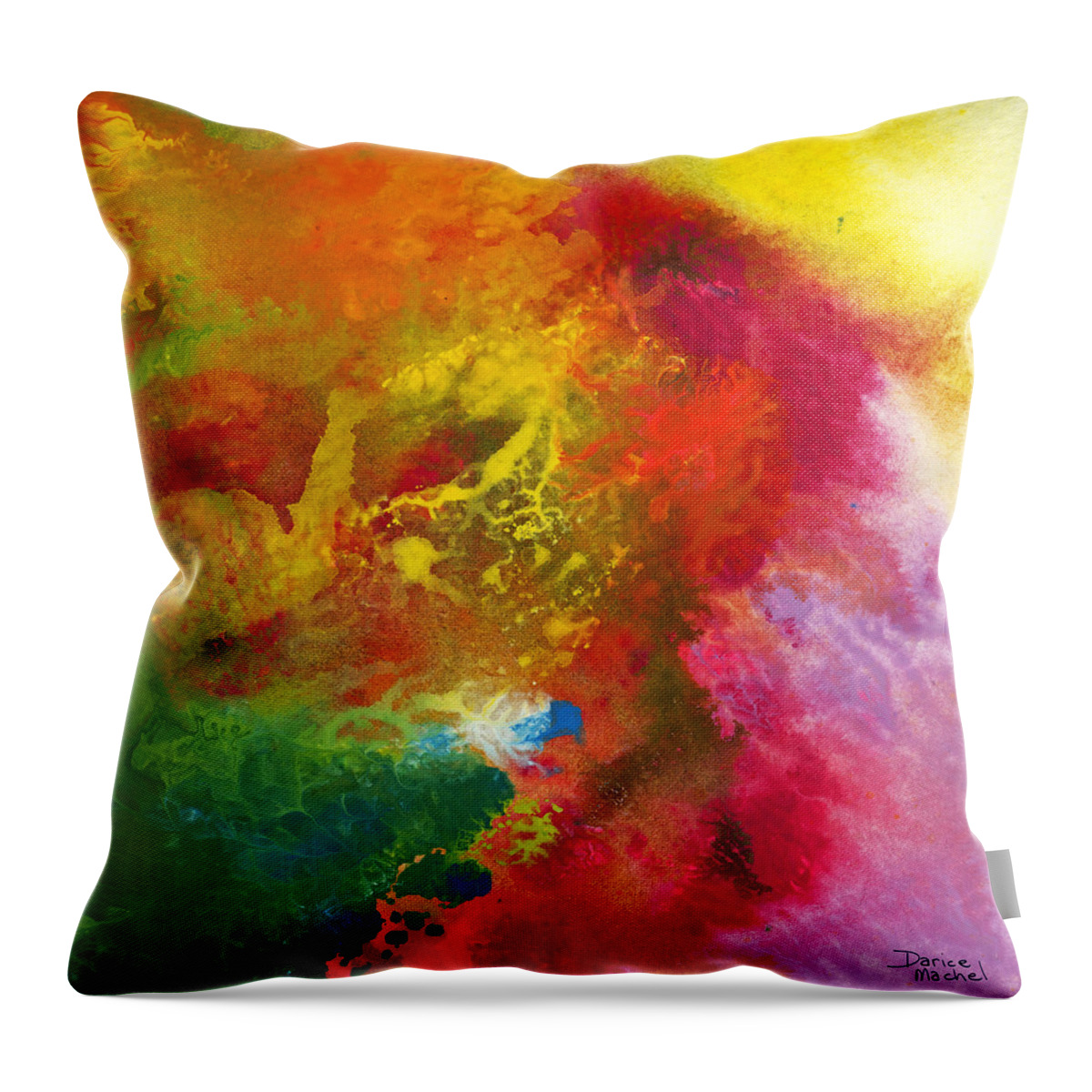 Abstract Throw Pillow featuring the painting A Journey Through Color by Darice Machel McGuire