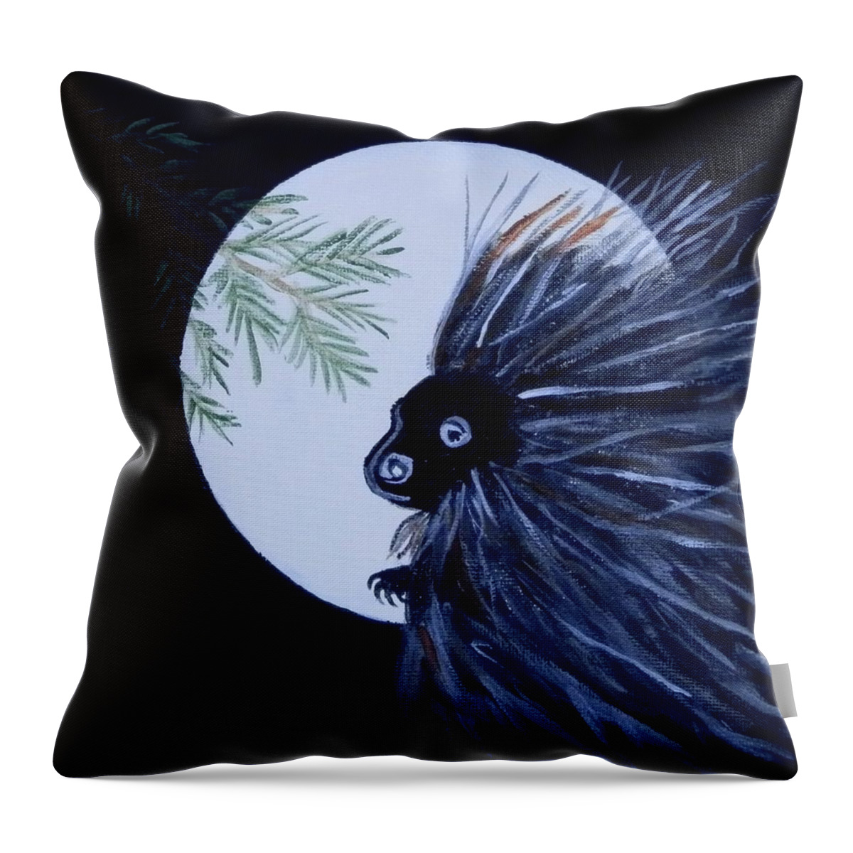 Night Throw Pillow featuring the painting A Knight in the Woods by Carolyn Cable