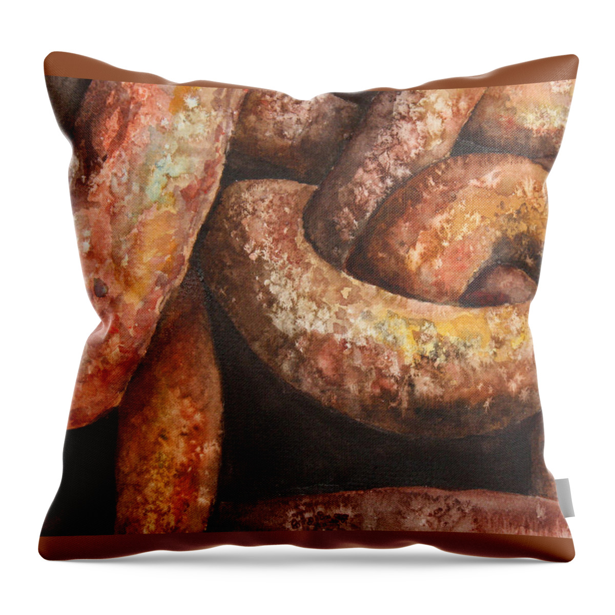 Rusty Throw Pillow featuring the painting A Lil' Rusty by Rachel Bochnia