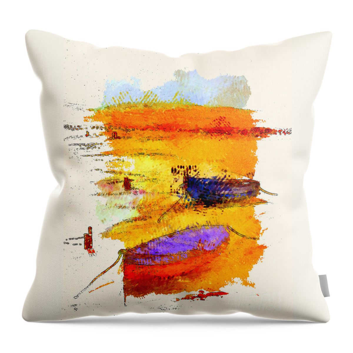 Boats Throw Pillow featuring the painting A Little Dingy by Julie Lueders 
