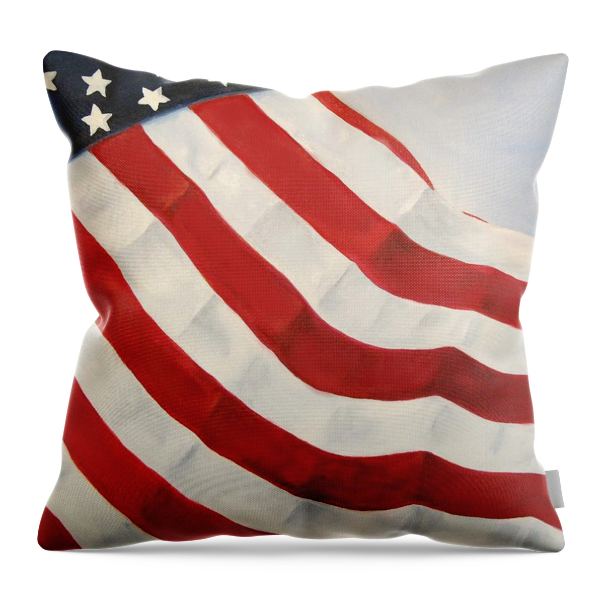 Flag Throw Pillow featuring the painting A Little Glory by Carol Sweetwood