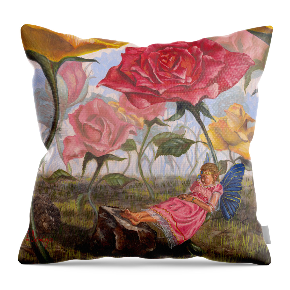 Fairy Throw Pillow featuring the painting A Little Nap by Jeff Brimley