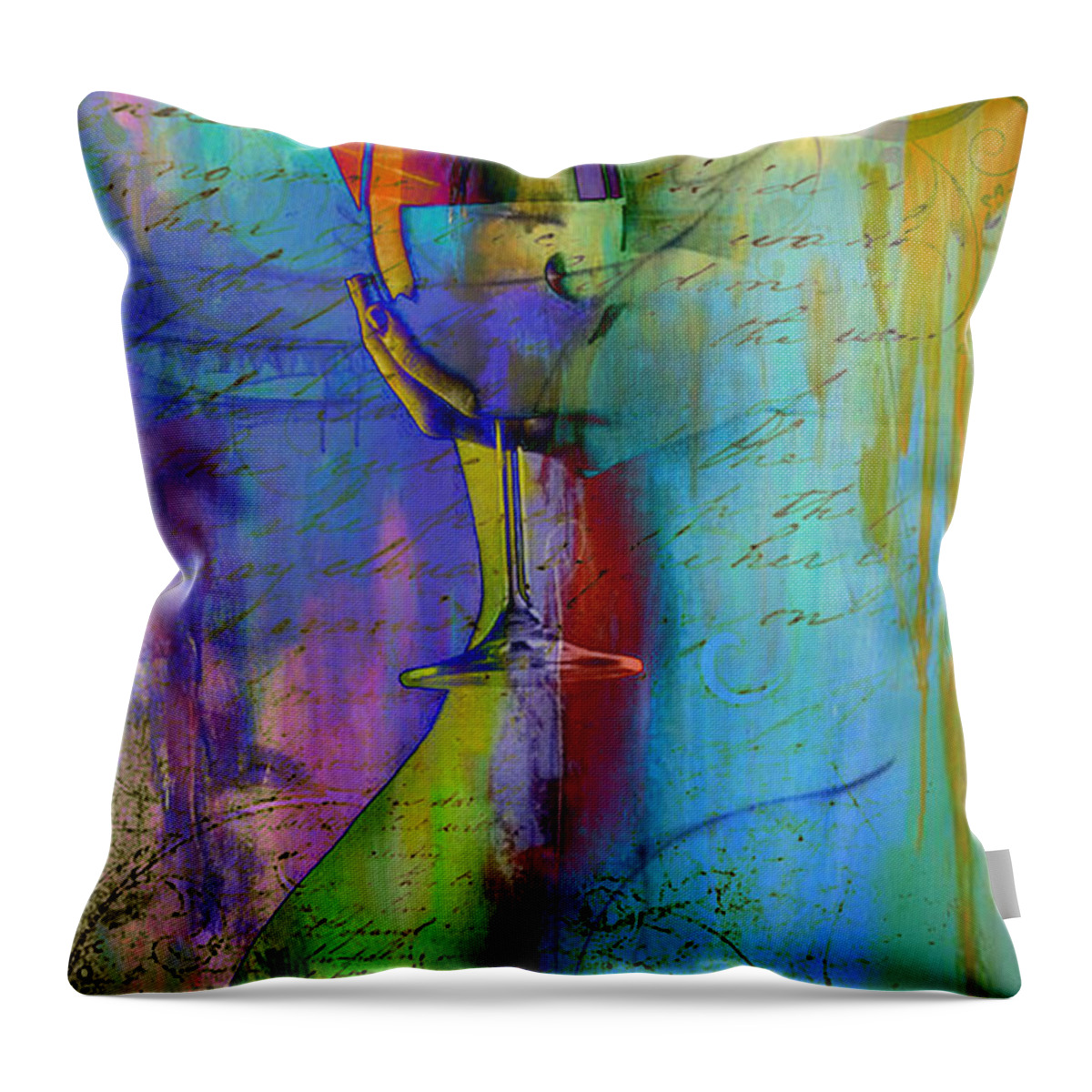 Wine Throw Pillow featuring the digital art A Little Wining by Greg Sharpe