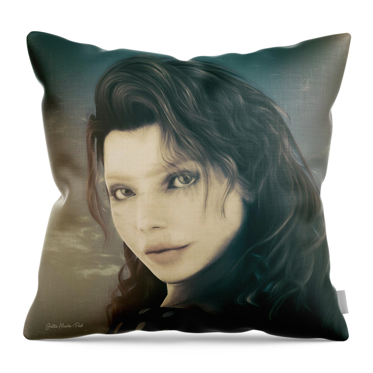 3d Throw Pillow featuring the mixed media A Look Back by Jutta Maria Pusl