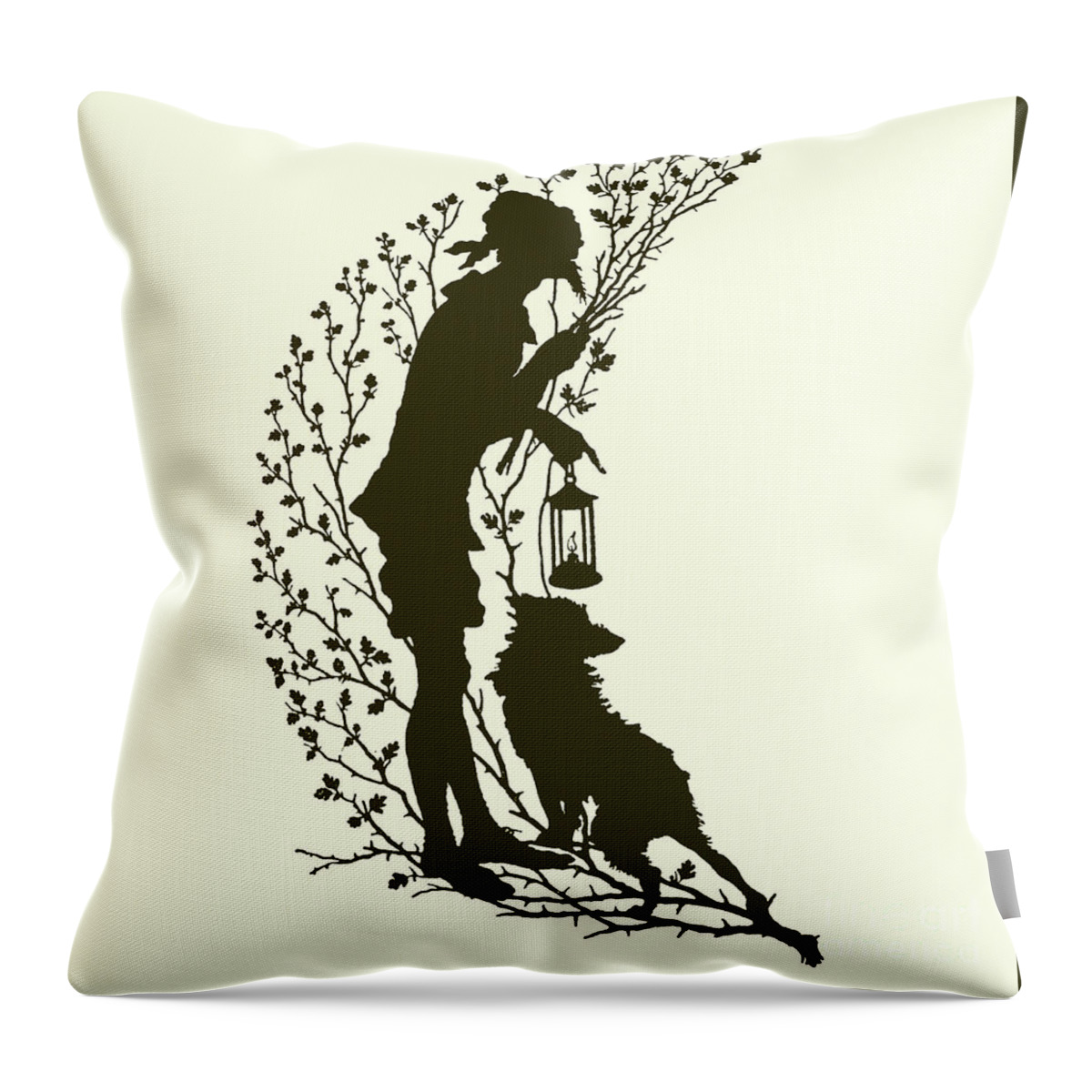 Moonshine Throw Pillow featuring the drawing A Midsummer Night's Dream, silhouette by Paul Konewka